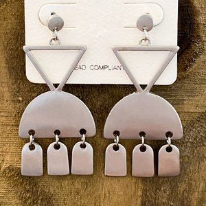 Silver Half Circle Triangle Earrings